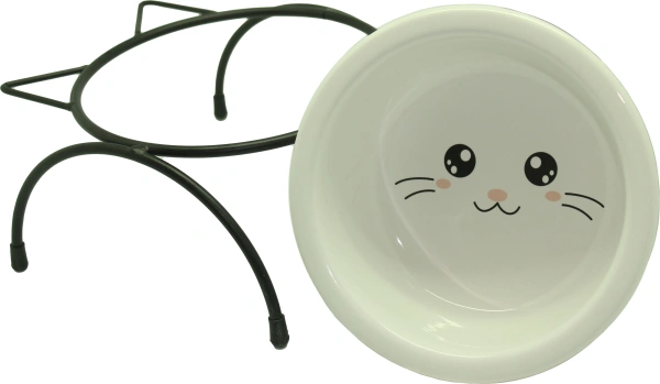 №1 Подставка 15,5*15*7см с керамической миской 14х5см, 400мл, 1*24шт