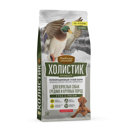 Деревенские лакомства Холистик  д/соб. сред. и круп. утка с рисом, 2кг