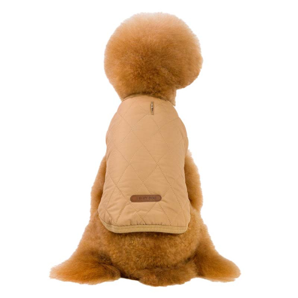 УЮТ Толстовка зимняя стеганая для собак  на кнопках, на флисе, 22см, бежевая, С, (1*75)