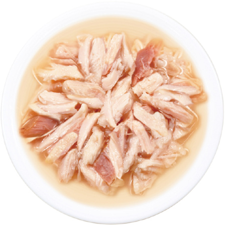 INABA ТОРОМИ влажн.корм ж/б д/кош.в бульоне кур.филе и тунец кацуо со вкус.морс.гребешка 80гр. RU304