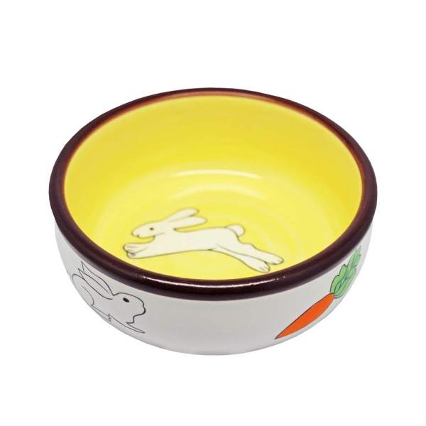 №1 Миска керамическая, с рисунком заяц и морковка, 150мл, 10*5см, цвет в ассортименте 1*96шт