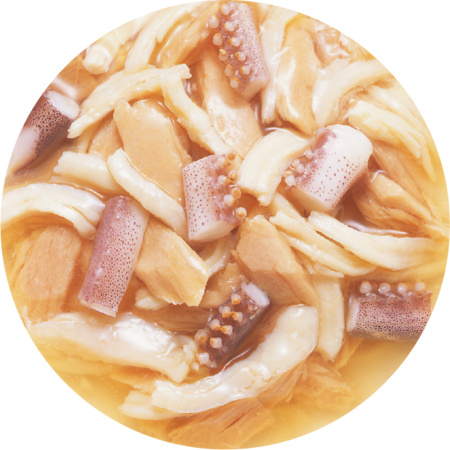 INABA ТОРОМИ влажн. корм ж/б д/кошек в бульоне кур.филе и тунец магуро с кальмаром 80гр.*24шт. RU306