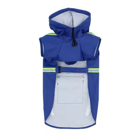 УЮТ Дождевик со светоотр.элем. для собак кр.пород с капюшоном на липучке, 30см, синий, М, (1*150)