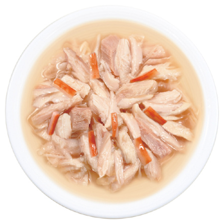 INABA ТОРОМИ влажн. корм ж/б д/кошек в бульоне куриное филе и тунец магуро с сурими 80гр.*24шт RU303