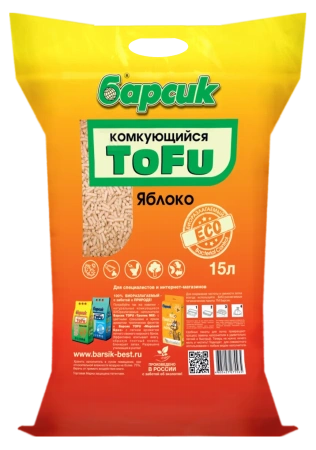 Барсик" TOFU Яблоко Комкующийся NEW 15 л