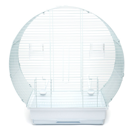 №1 Клетка для птиц, 47*27*50, прямоугольный поддон, верх круглый, белая, 1*6