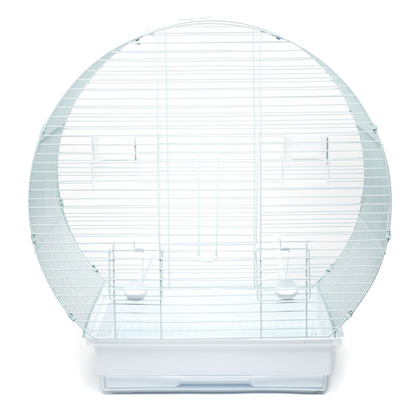 №1 Клетка для птиц, 47*27*50, прямоугольный поддон, верх круглый, белая, 1*6