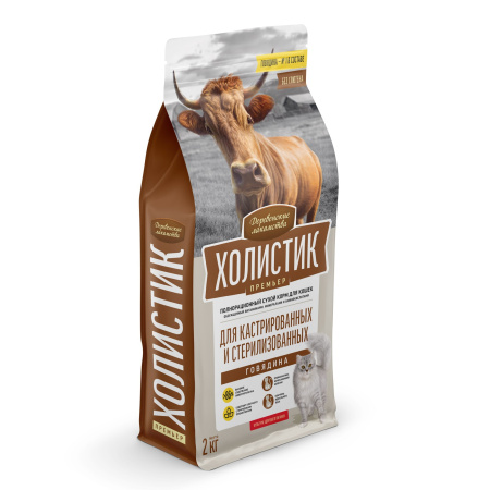 Деревенские лакомства Холистик д/кош.говяд.кастр.стерил, 2кг