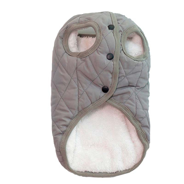 УЮТ Толстовка зимняя стеганая для собак  на кнопках, на флисе, 26см, серая, М, (1*75)