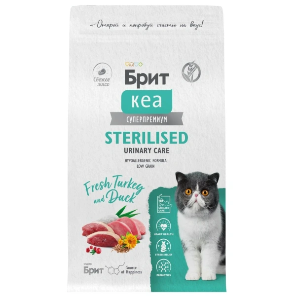 Брит КЕА сухой корм д/стер кош 1,5кг с индейкой и уткой STERILISED URINARY CARE
