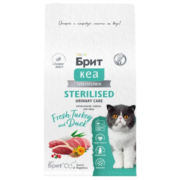 Брит КЕА сухой корм д/стер кош 0.4кг с индейкой и уткой STERILISED URINARY CARE