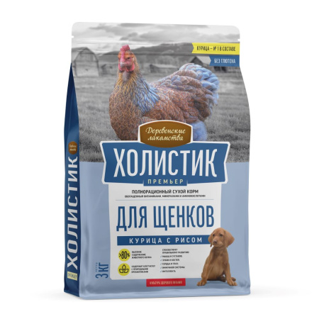 Деревенские лакомства Холистик д/щен. курица с рисом, 3кг 