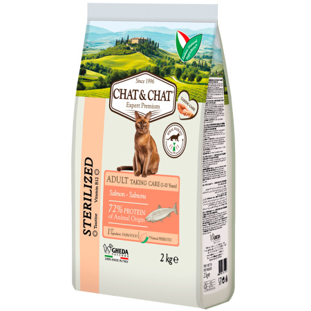 Chat&Chat Adult STERILIZED salmon сухой со вкусом лосося для стерилизованных кошек 2кг