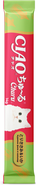 INABA ЧАО ЧУРУ пюре д/кошек куриное филе и кальмар (14гр.*4) 4RU106