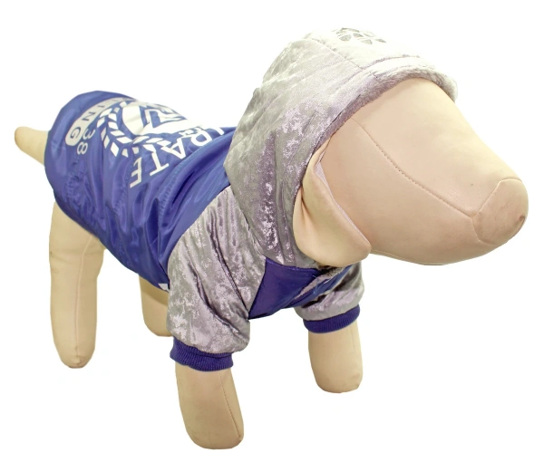 УЮТ Зимняя куртка для собак с капюшоном, на кнопках, 33см, голубая, Л, (1*50)