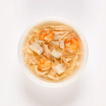 Суп из курицы с креветкой и гребешком, пауч 35г "Деревенские лакомства" *15 шт