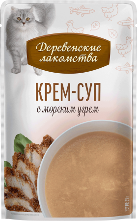 Деревенские лакомства крем-суп с морским угрём д/кошек 4 шт по 35г*20