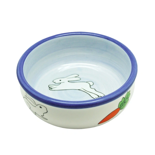 №1 Миска керамическая, с рисунком заяц и морковка, 150мл, 10*5см, цвет в ассортименте 1*96шт