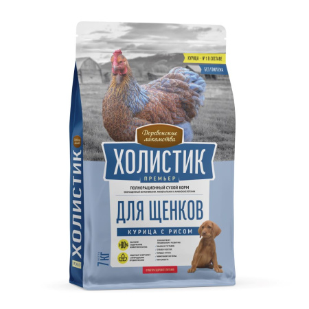 Деревенские лакомства Холистик д/щен. курица с рисом, 7кг 