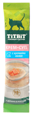 Крем-суп для кошек с кусочками лосося 10 г (16 штук)