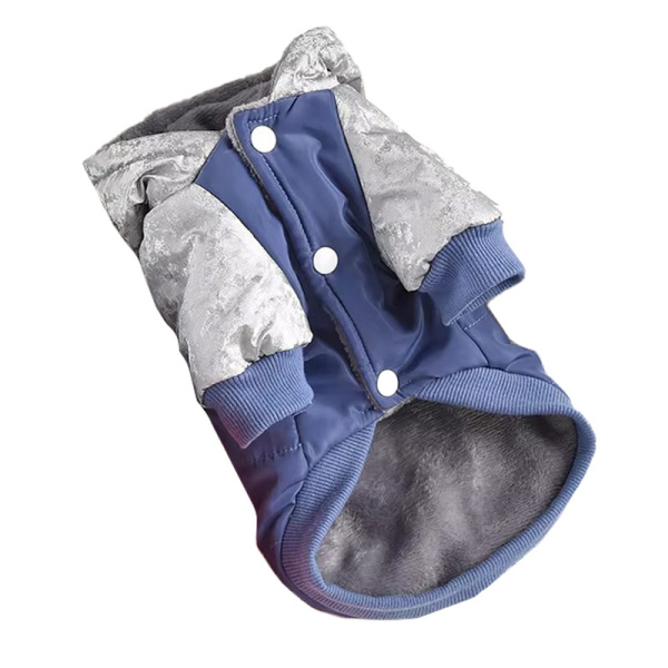 УЮТ Зимняя куртка для собак с капюшоном, на кнопках, 33см, голубая, Л, (1*50)