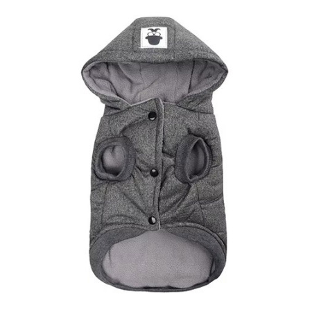УЮТ Куртка на кнопках с капюшоном для собак, 20см, серая, S (1*145)