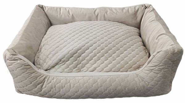 УЮТ Лежак "Граф" бежевый 70*50см, велюр/синтешар, съемный чехол на молнии/2054