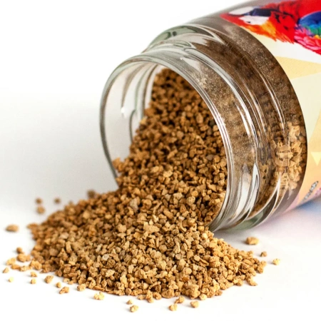 Кальций ракушечника кормовой для попугаев, канареек (желтый) 250гр банка 1*15