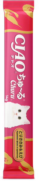 INABA ЧАО ЧУРУ пюре д/кошек куриное филе и креветки (14гр.*4) 4RU108