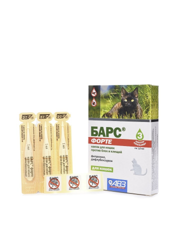 Барс Форте для кошек капли против блох и клещей (3 пип по 1.0мл)