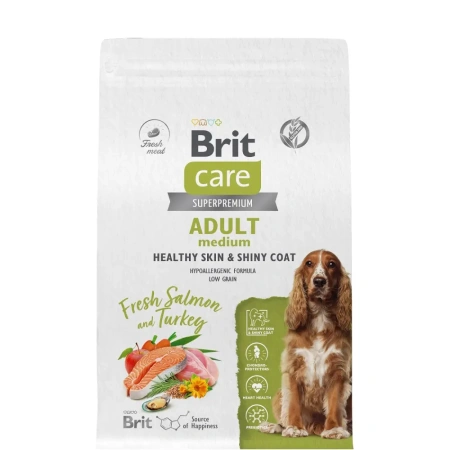 БРИТ КЕА сух корм д/соб ср пород 3кг лосось и индейка Dog Adult Med Healthy Skin&Shiny Coat