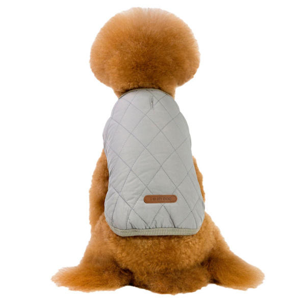 УЮТ Толстовка зимняя стеганая для собак  на кнопках, на флисе, 26см, серая, М, (1*75)
