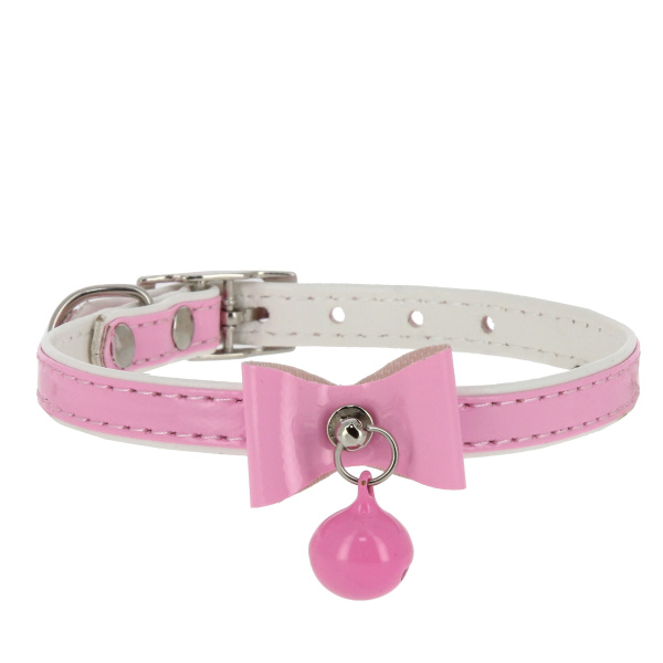 Ошейник"Синтетик" двойной прош. д/кош. бант+буб.10*30жёл,роз..