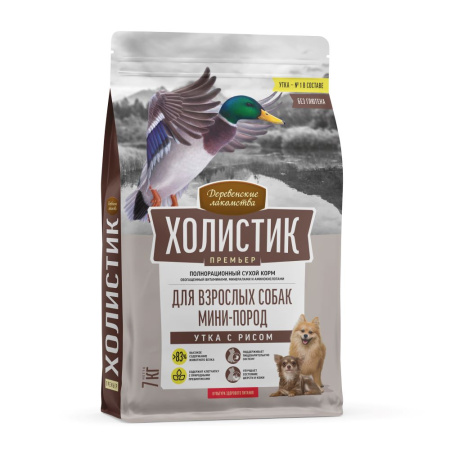 Деревенские лакомства Холистик д/соб. мини-пород утка с рисом, 7кг 
