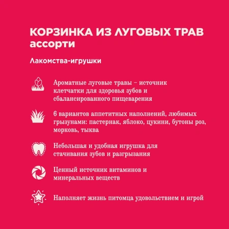 Лак-во Little One Корзинка из лугов.трав с наполнен.(пастернак,цукини,яблоко,бут.роз,тыква)*12 