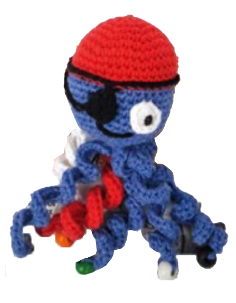 №1 Favorite Игрушка для кошек "Осьминог" вязаная,  с кошачьей мятой, красно-синяя, 11см