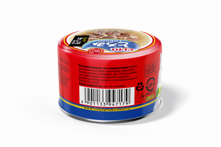 INABA ТОРОМИ влажн. корм ж/б д/кошек в бульоне кур.филе и тунец кацуо с мальк.ширасу 80гр. RU305