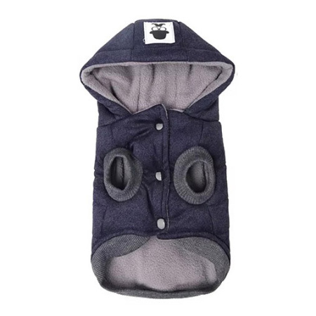 УЮТ Куртка на кнопках с капюшоном для собак, 20см, cиняя, S (1*150)