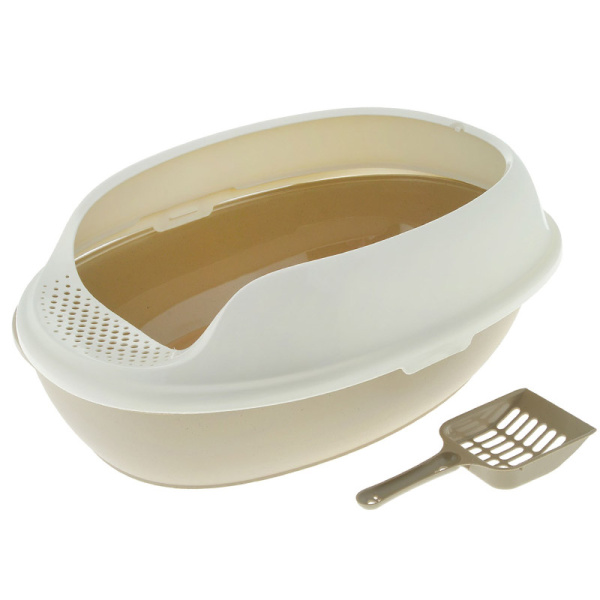 Туалет овальный с бортом б/решетки 50*38*20 бежевый, 1х10 шт