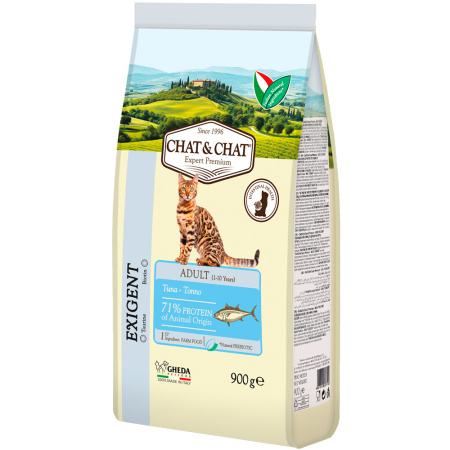 Chat&Chat Adult EXIGENT tuna сухой со вкусом тунца для взрослых кошек 900г