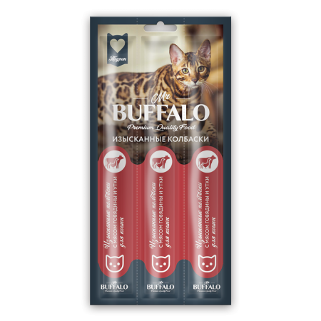 Mr.Buffalo Колбаски с мясом говядины и утки д/кошек, 3шт*5гр