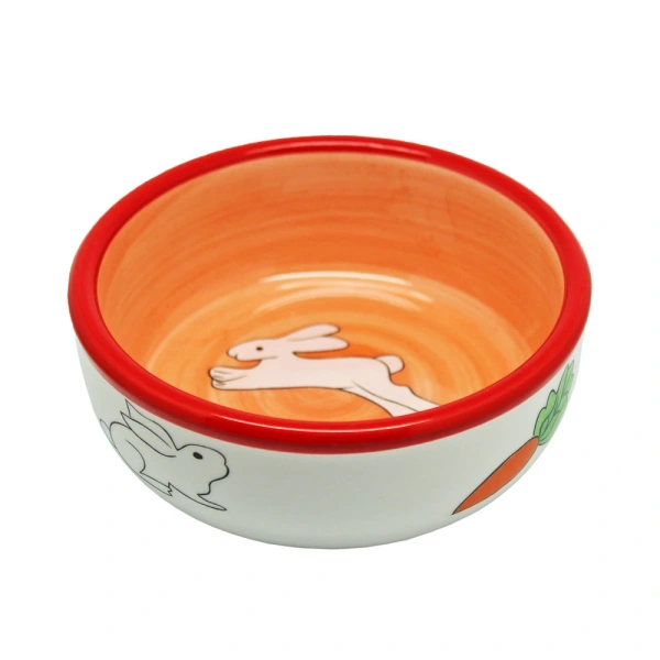 №1 Миска керамическая, с рисунком заяц и морковка, 150мл, 10*5см, цвет в ассортименте 1*96шт